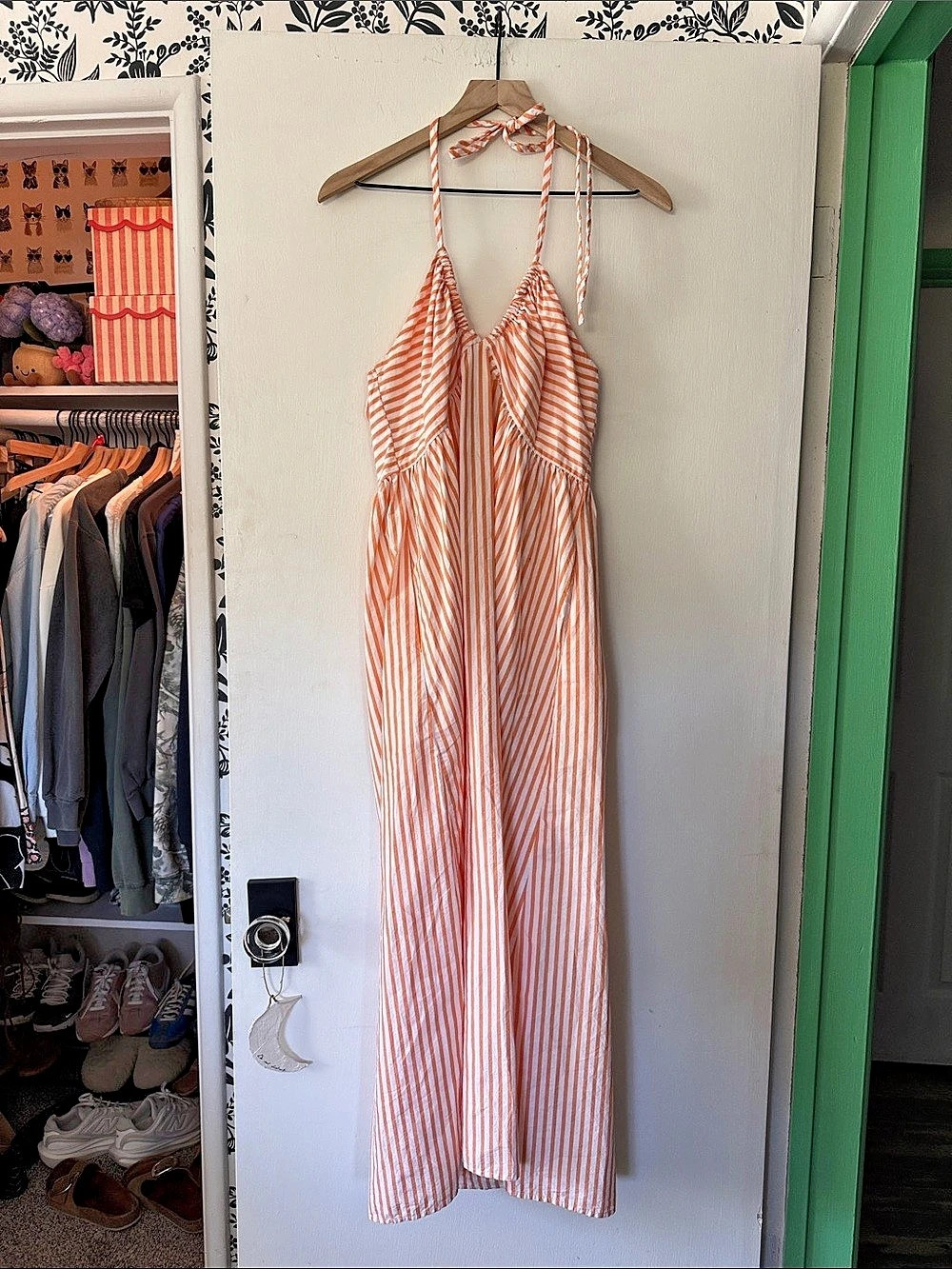 Universal Thread Striped Dress in Orange & White Size Medium